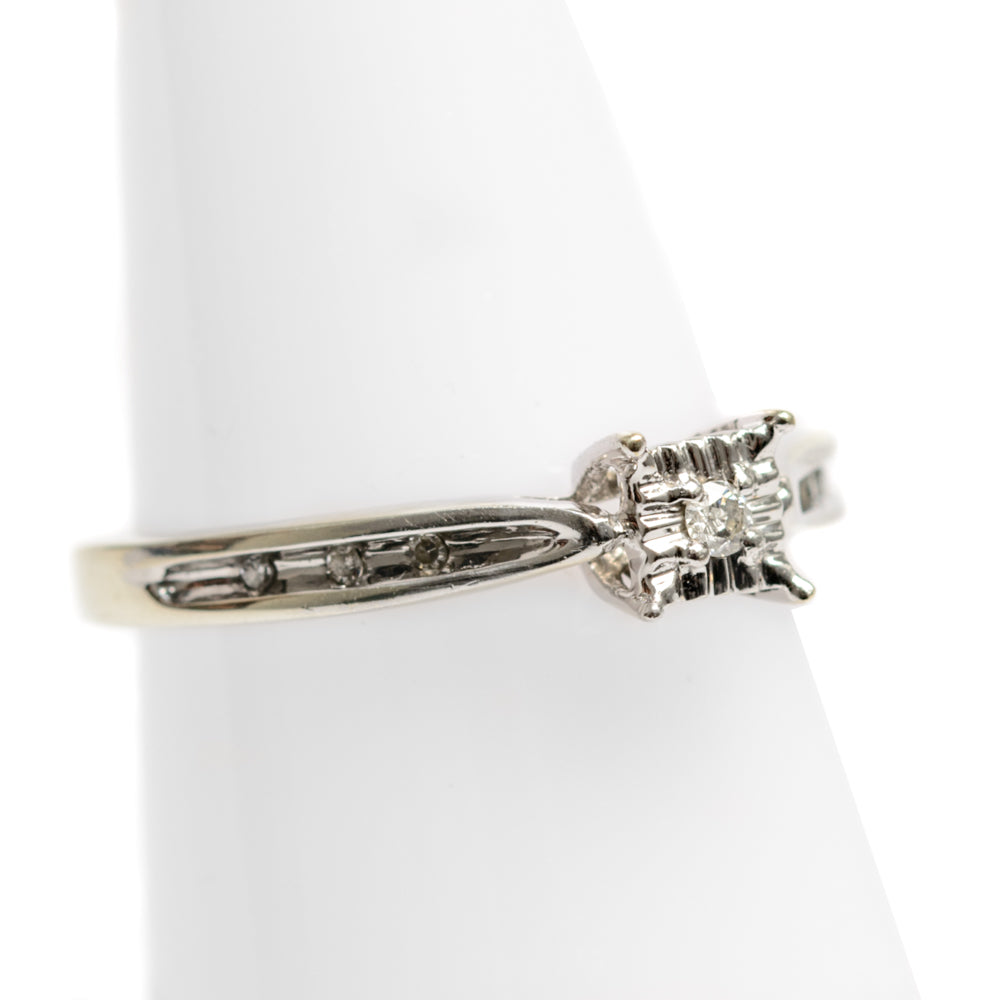 Elegant 9ct White Gold & Diamond Ring UK Size J 1/2 Hallmarked London (Code A767)