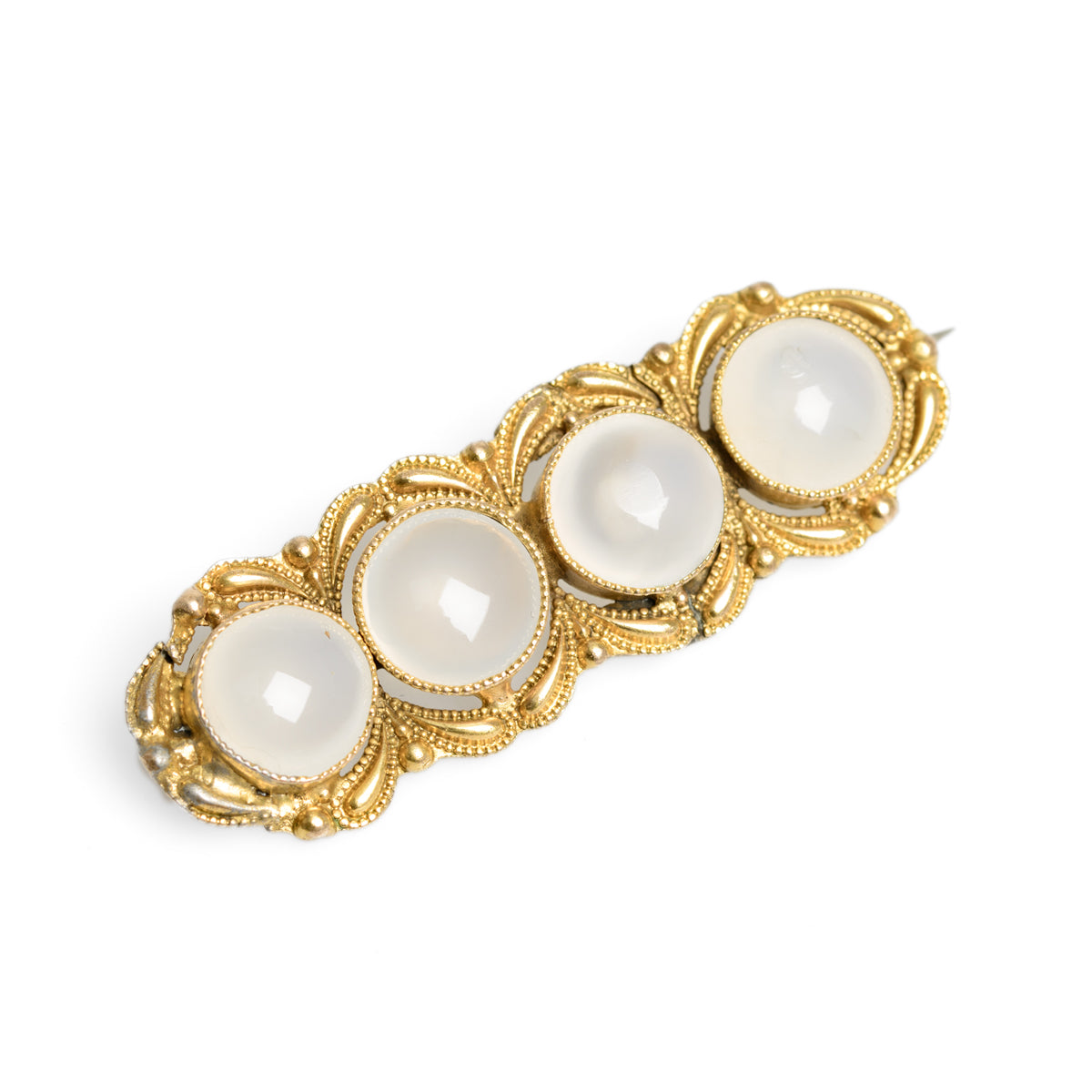 Antique Georgian Pinchbeck & Moonstone Cabochon Line Brooch (Code A833)