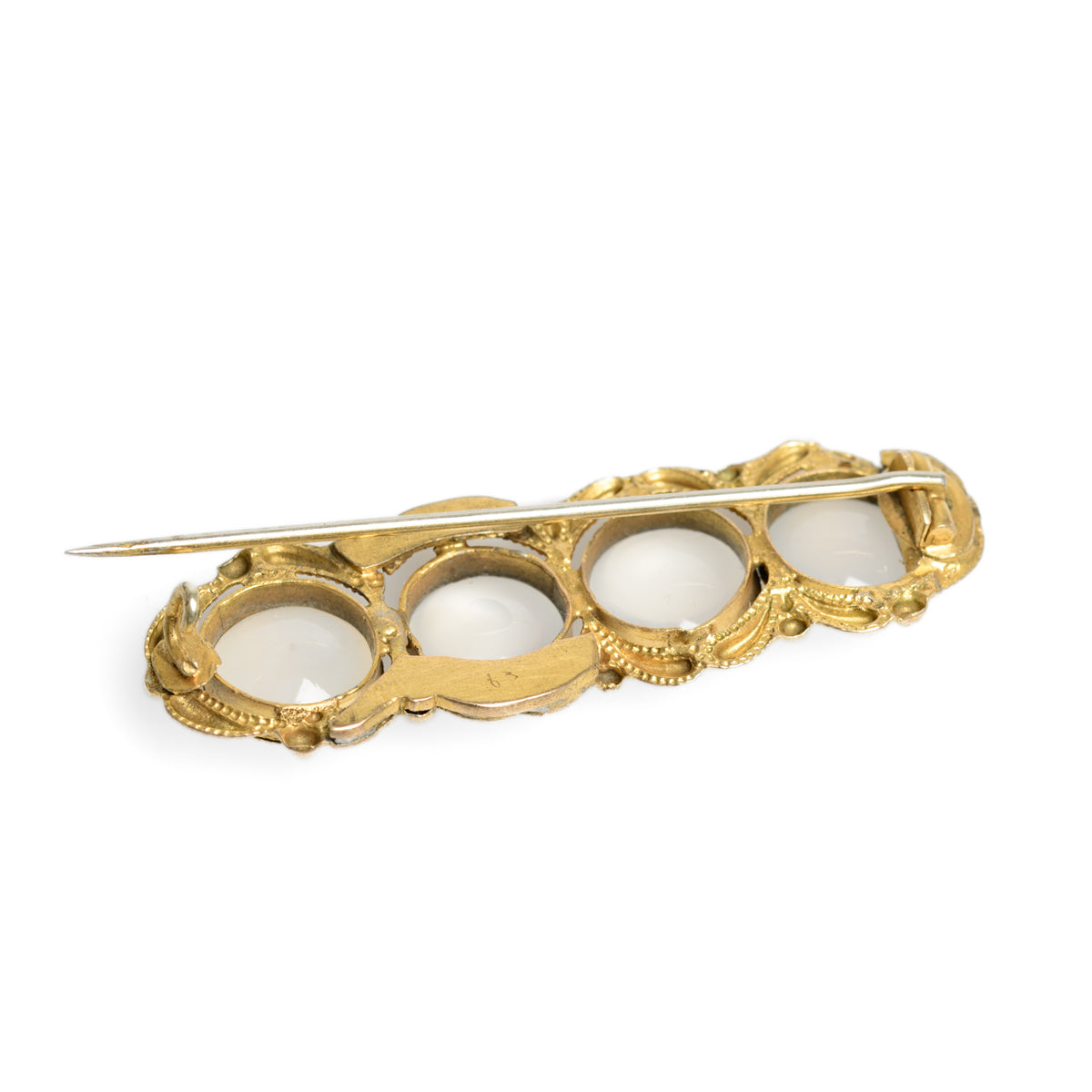 Antique Georgian Pinchbeck & Moonstone Cabochon Line Brooch (Code A833)