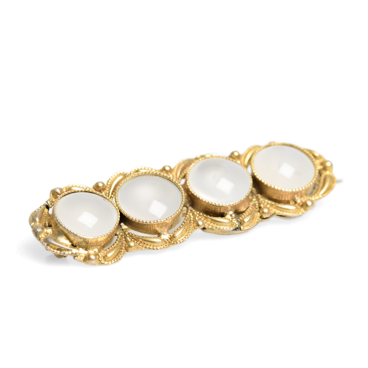 Antique Georgian Pinchbeck & Moonstone Cabochon Line Brooch (Code A833)