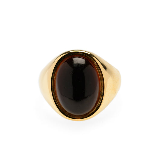 Vintage Men's 9ct Gold & Dark Blood Carnelian Chunky Signet Ring Size Q (Code A875)