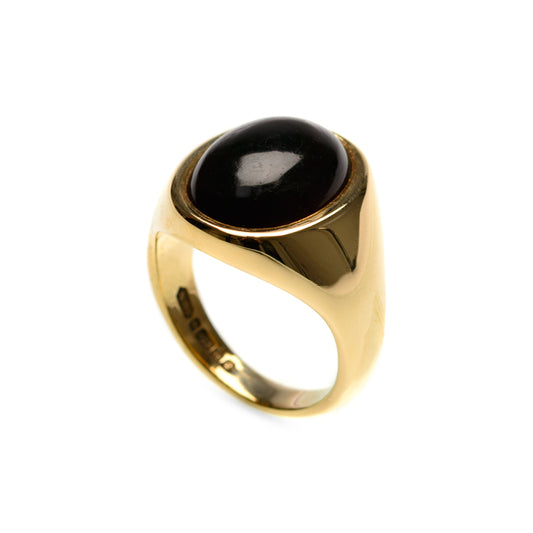 Vintage Men's 9ct Gold & Dark Blood Carnelian Chunky Signet Ring Size Q (Code A875)