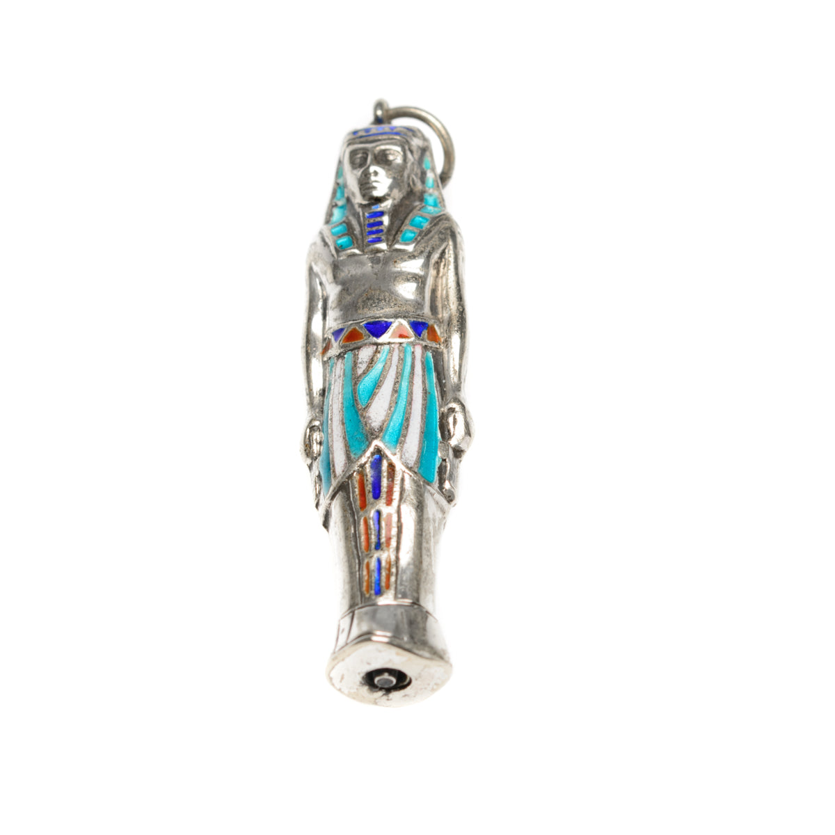 Art Deco Egyptian Revival Silver & Enamel Novelty Propelling Pencil Pendant/Fob (Code A893)