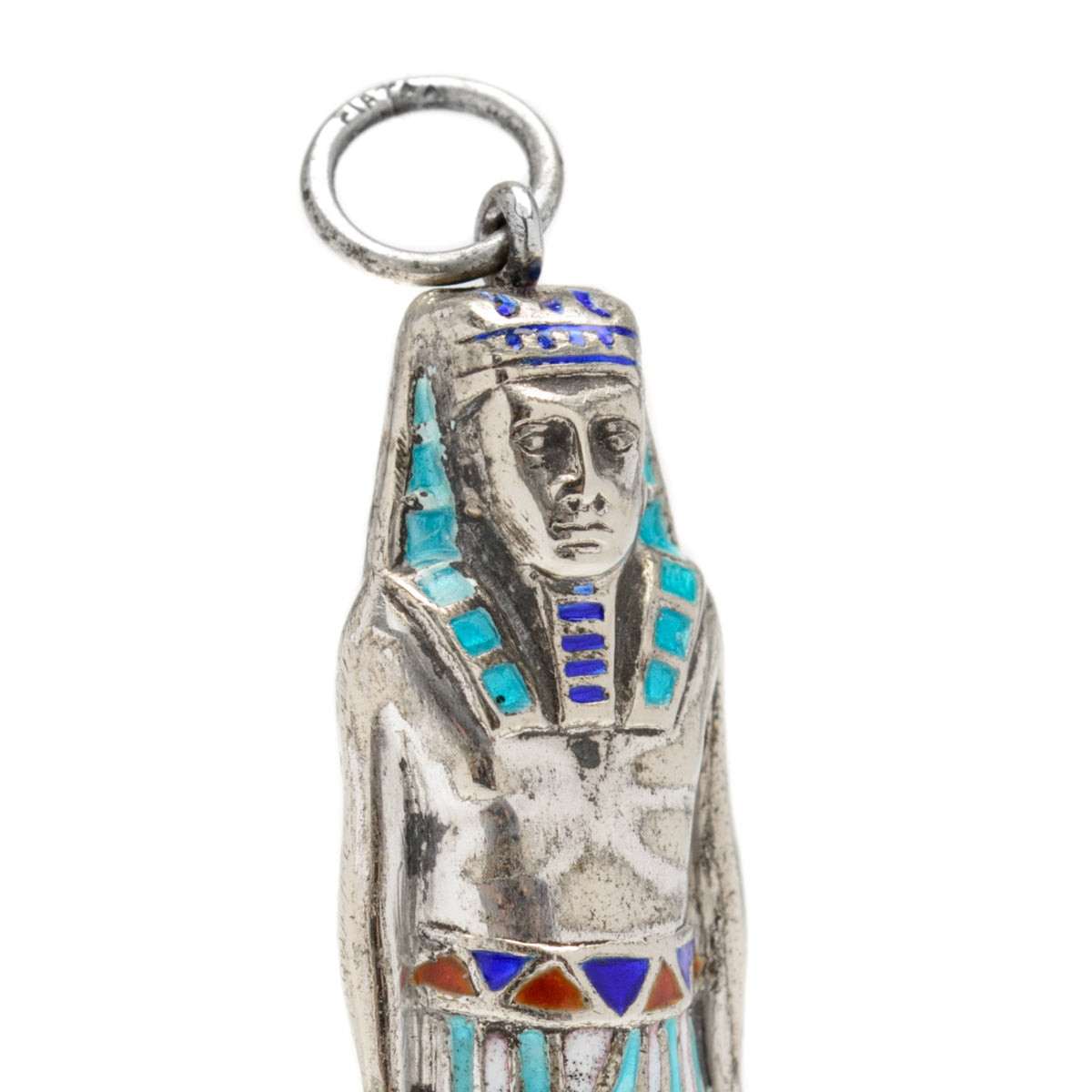 Art Deco Egyptian Revival Silver & Enamel Novelty Propelling Pencil Pendant/Fob (Code A893)