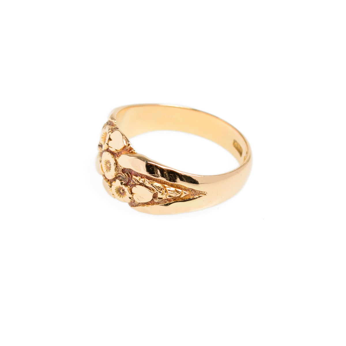 Antique 18ct Solid Gold Ring Floral Design Birmingham Hallmark 1910 by KBSP UK Size P1/2 (Code A977)