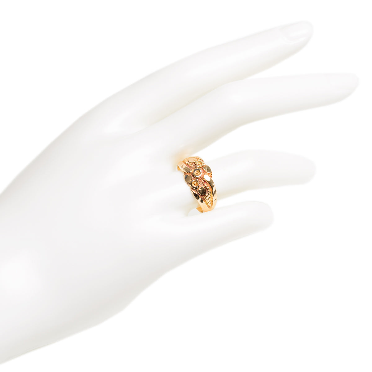 Antique 18ct Solid Gold Ring Floral Design Birmingham Hallmark 1910 by KBSP UK Size P1/2 (Code A977)