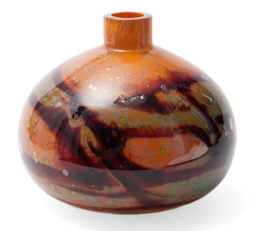 WMF Ikora Art Glass Vase / Lamp Base Large Size Vintage in Orange and Burgundy (0712)