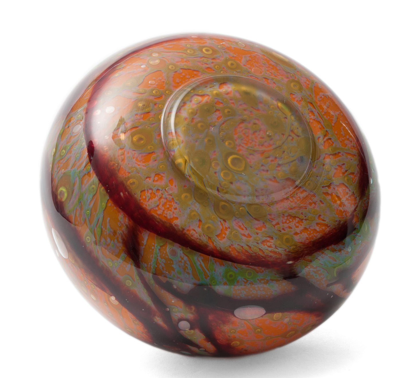WMF Ikora Art Glass Vase / Lamp Base Large Size Vintage in Orange and Burgundy (0712)