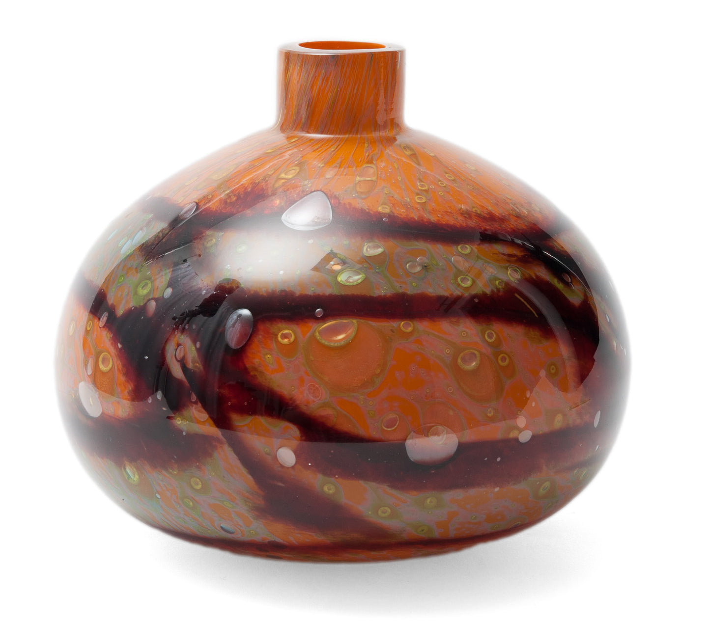 WMF Ikora Art Glass Vase / Lamp Base Large Size Vintage in Orange and Burgundy (0712)