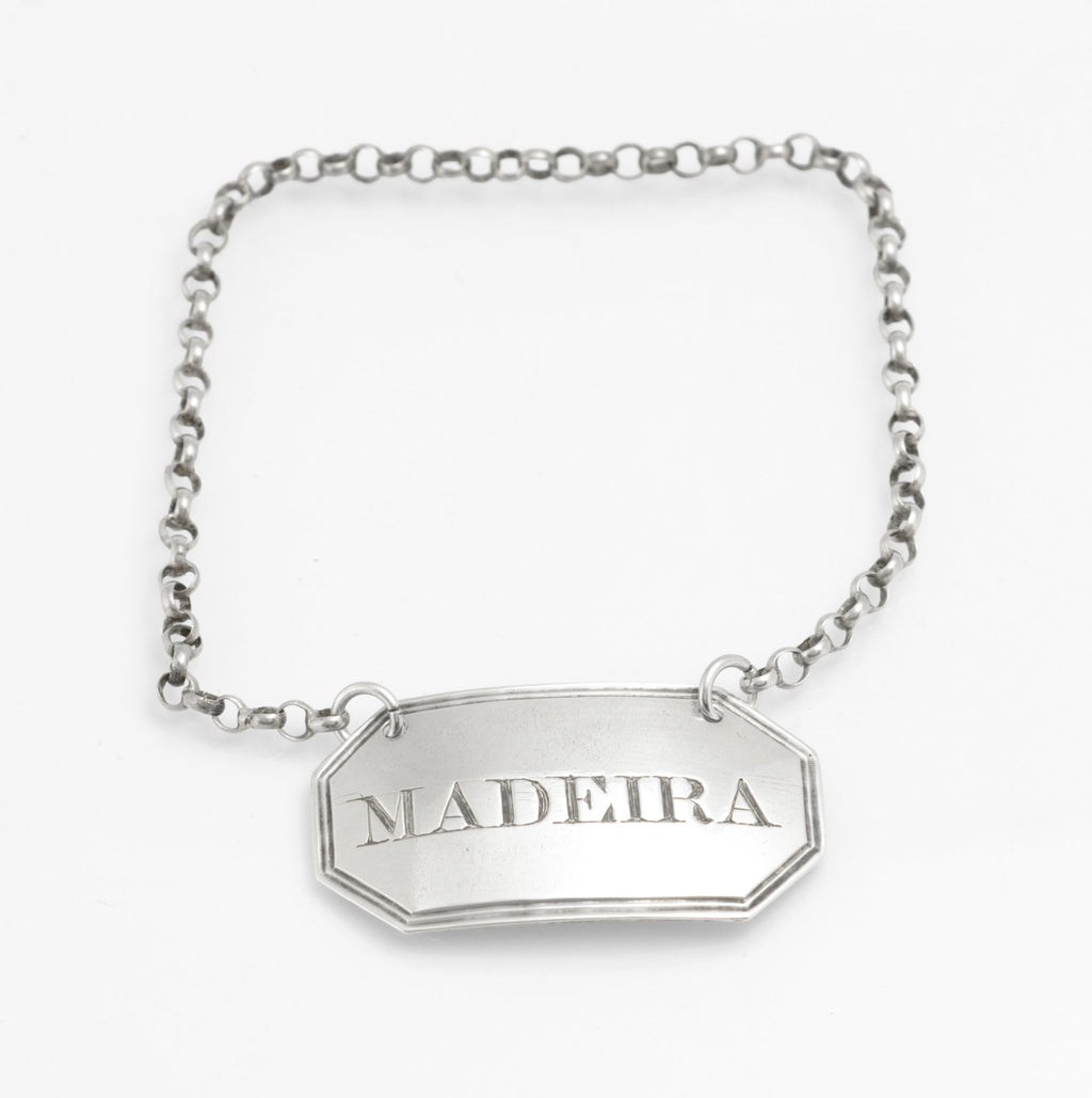 Antique Georgian Silver Decanter Label - Madeira - London 1825 by George Knight