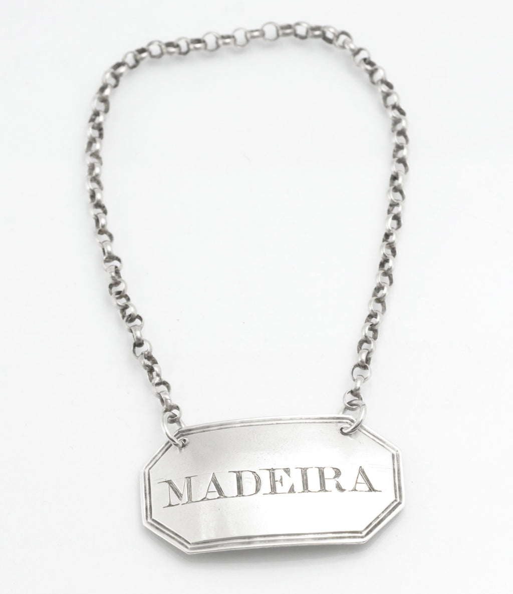 Antique Georgian Silver Decanter Label - Madeira - London 1825 by George Knight
