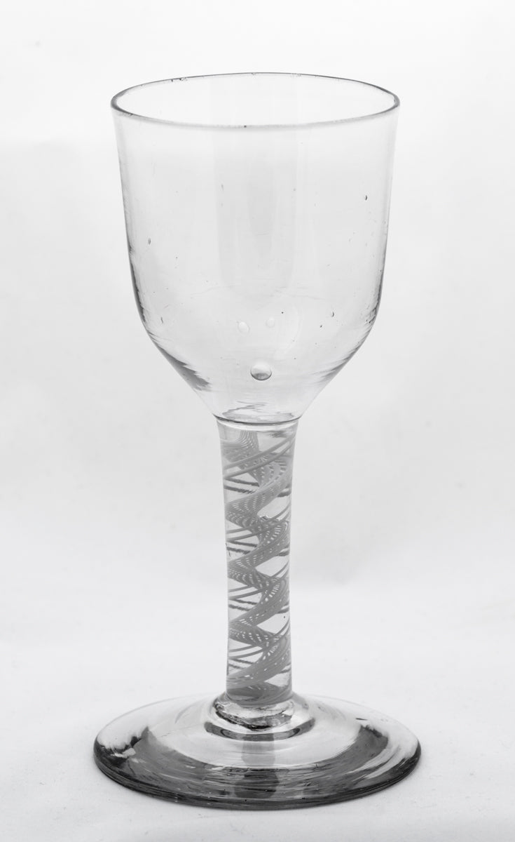Antique George III Georgian English Lead Glass Opaque Twist Wine Goblet (3099)