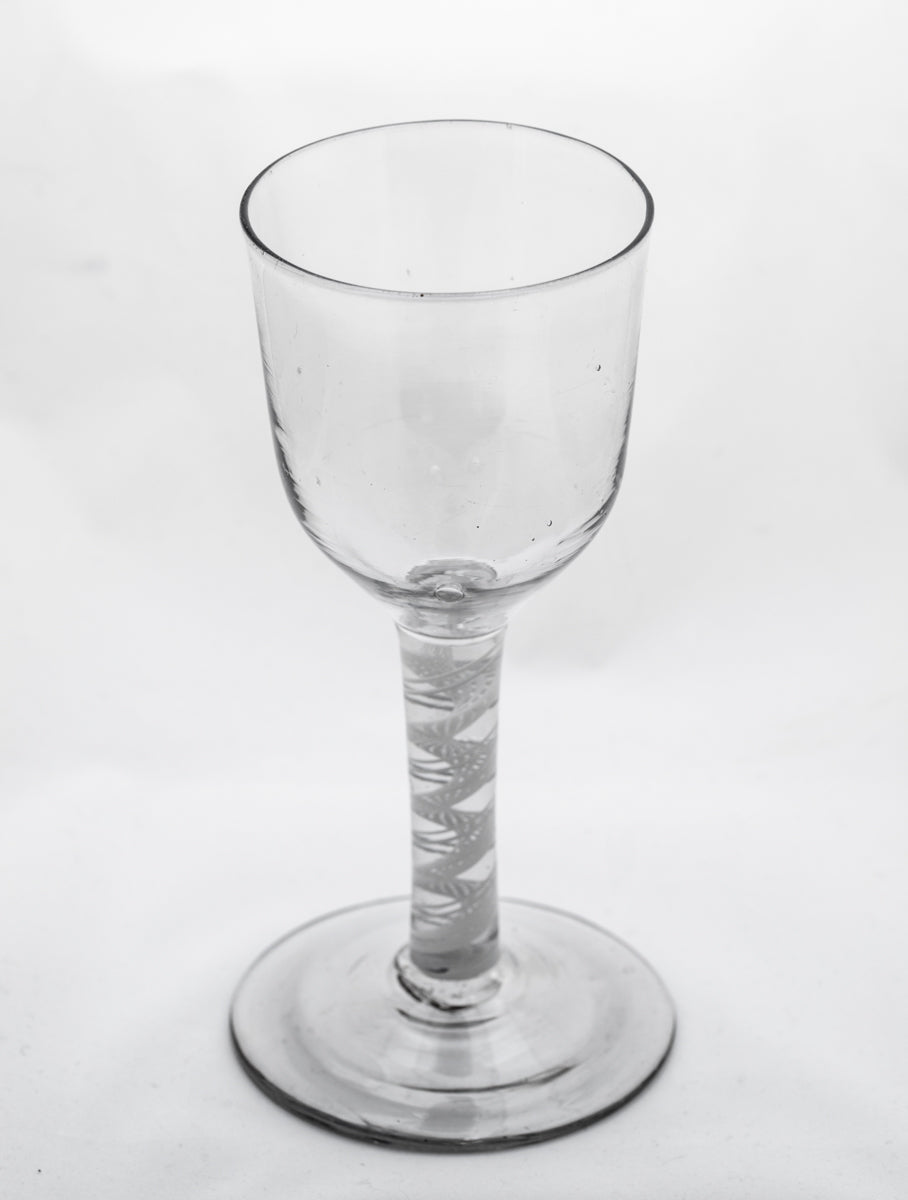 Antique George III Georgian English Lead Glass Opaque Twist Wine Goblet (3099)