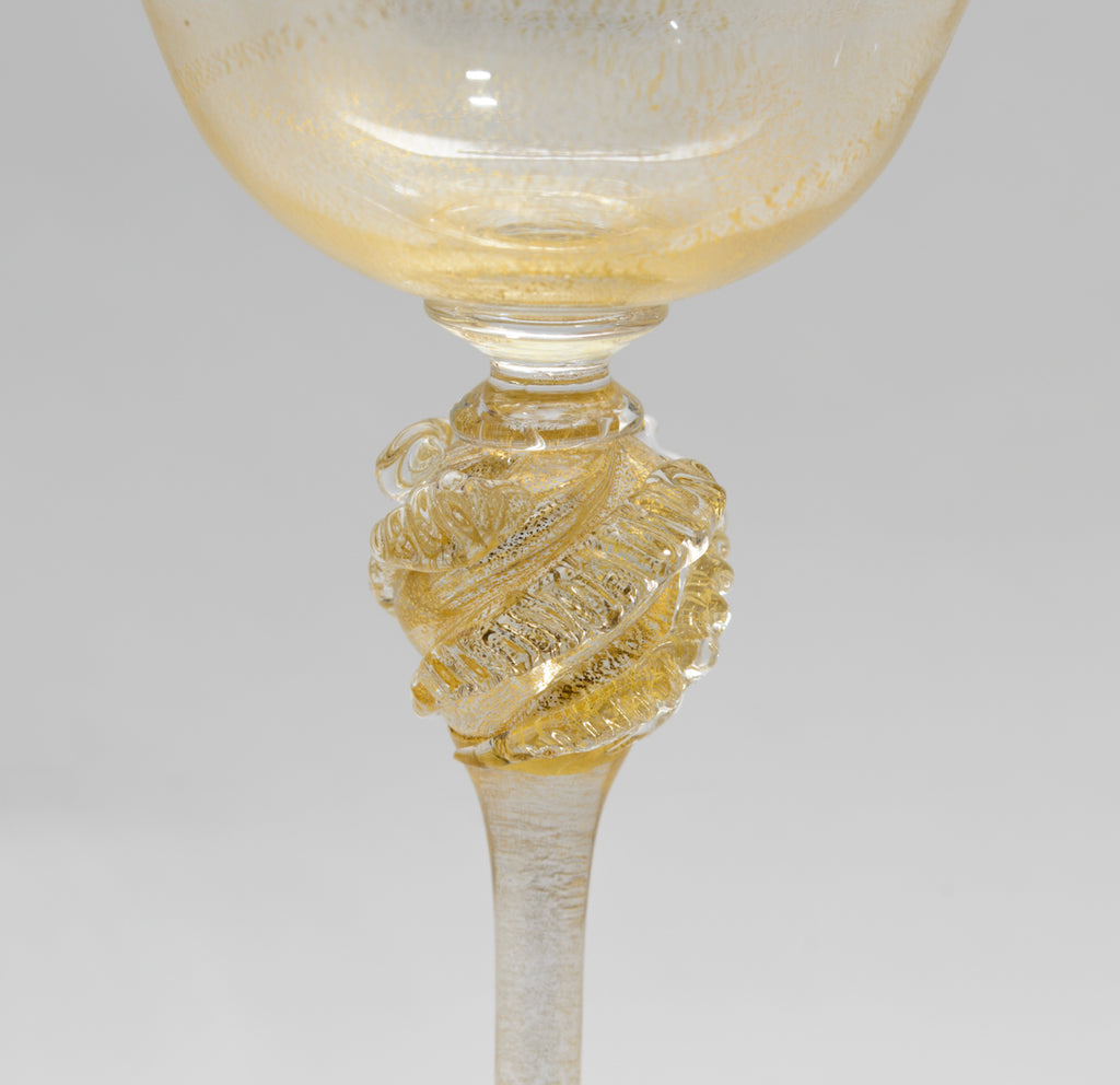 Nuova Venier Facon de Venise Wine & Cocktail Glasses With 24 Carat Gold Murano (3100)