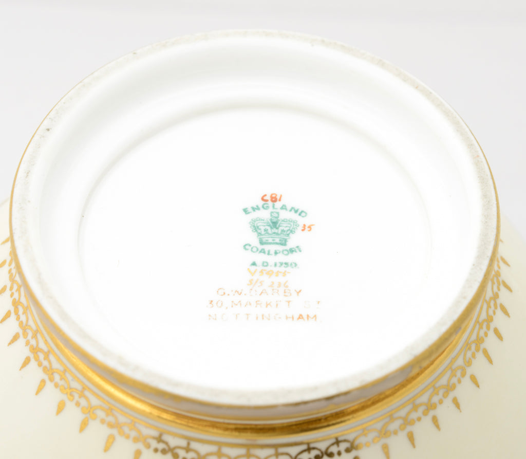 Antique Coalport Turquoise Jewelled Lidded Jar With Scottish Scene c.1910 (3110)