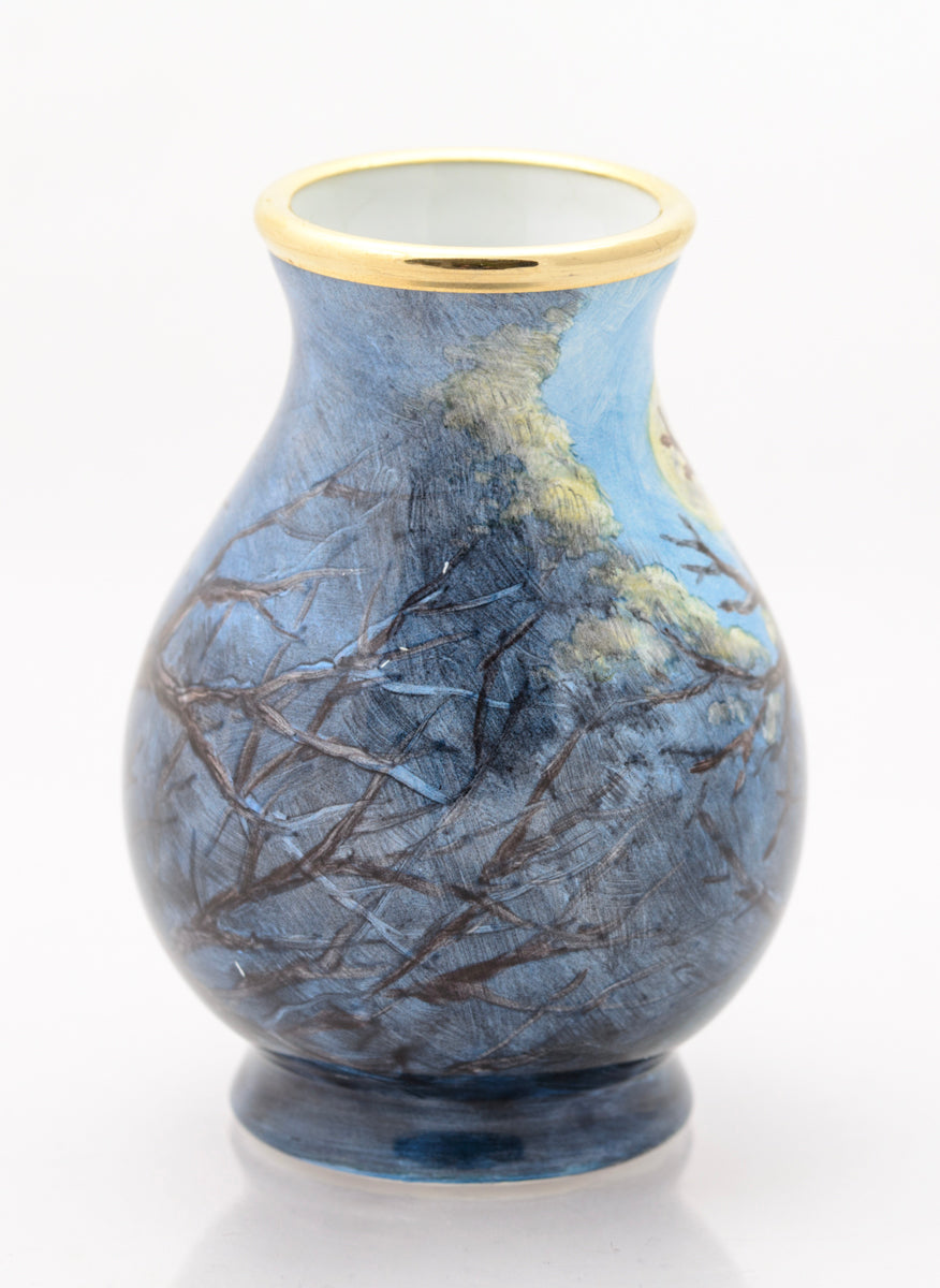 Moorcroft Enamels Miniature Vase Hand Painted Tawny Owl Terry Halloran Ltd Edn (3111)