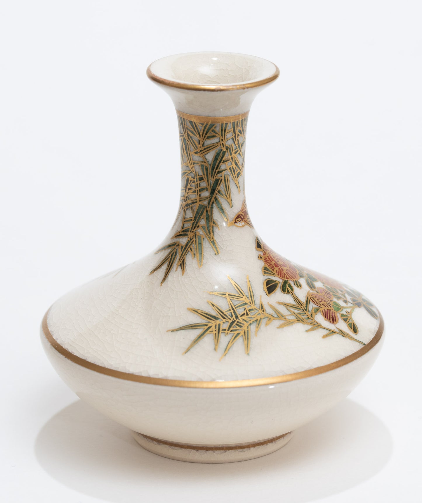 Antique Japanese Satsuma Ware Pottery Mini Vase - Hand Painted Meiji Era c1900 (3113)