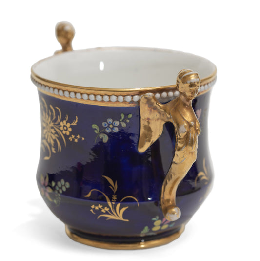 Antique Georgian Spode China Chocolate Cup with Caryatid Angel Handles c1820 (3116)
