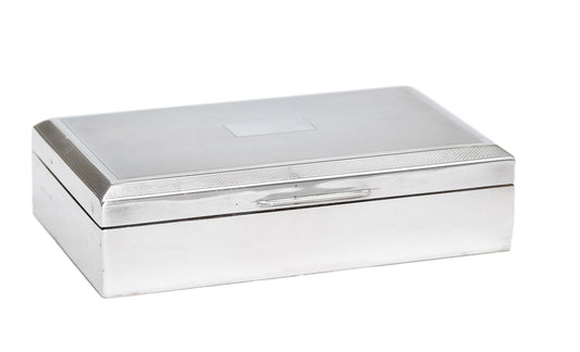 Vintage Sterling Silver Cigarette Box by John Rose - Engine Turned Lid - Birmingham 1963 (3117)