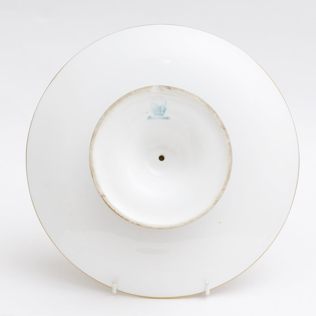 Antique Wedgwood China Hand Painted Tazza With River Scene & Wooden Bridge A/F (3138)