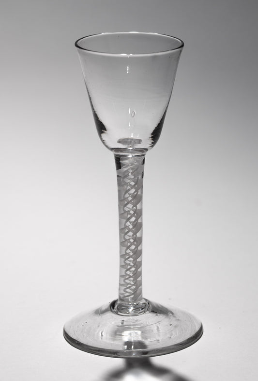 Georgian English Lead Wine Glass with DSOT Opaque Twist Stem - Antique c1760 (3156)