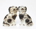 Pair Antique Staffordshire Pottery Spaniel Dogs Fireside/Mantle c.1860 (3162)