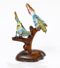 Pair Vintage Chinese Silver Cloisonne Birds Mounted On Wooden Plinth (3163)