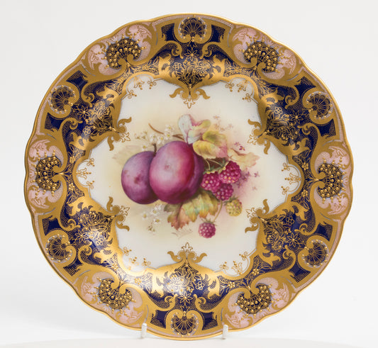 Antique Royal Worcester Fruit Plate Hand Painted by Ernest Phillips 1918  (3164)