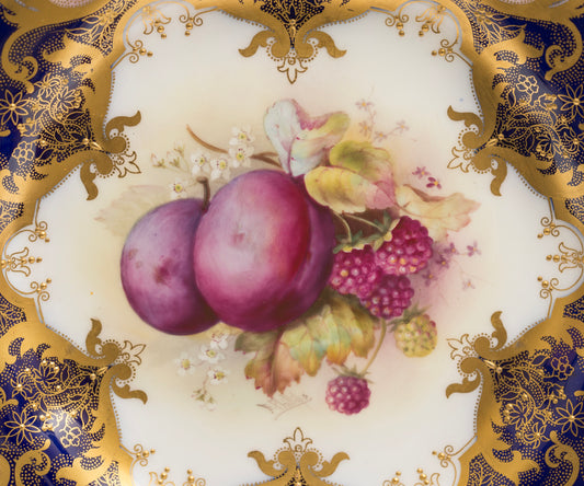 Antique Royal Worcester Fruit Plate Hand Painted by Ernest Phillips 1918  (3164)