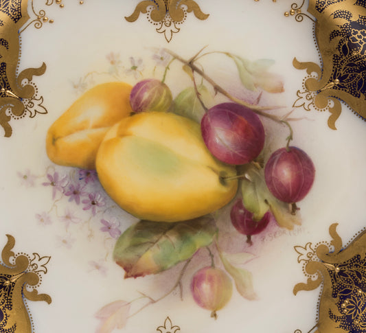 Royal Worcester China Hand Painted Fruit Plate by R Sebright Antique 1916 (3166)