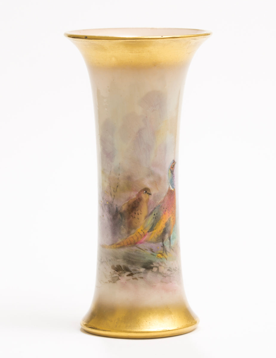 Royal Worcester China Hand Painted Pheasant Vase by J Stinton Dated 1933 (3170)