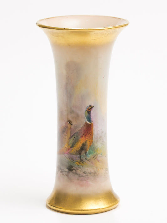 Royal Worcester China Hand Painted Pheasant Vase by J Stinton Dated 1933 (3170)