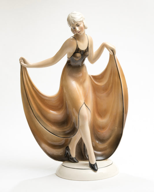 Art Deco Katzhutte Hertwig & Co Porcelain Figure Of A Lady Dancer c.1930 (3172)
