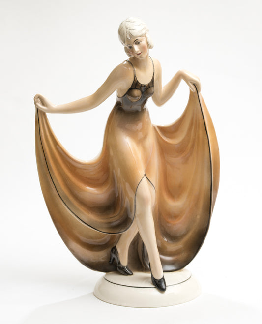 Art Deco Katzhutte Hertwig & Co Porcelain Figure Of A Lady Dancer c.1930 (3172)