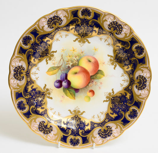 Royal Worcester China Hand Painted Fruit Plate By Albert Shuck Dated 1935 (3175)
