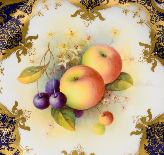 Royal Worcester China Hand Painted Fruit Plate By Albert Shuck Dated 1935 (3175)