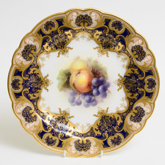 Antique Royal Worcester Fruit Plate Hand Painted by Richard Sebright Dated 1910 (3176)