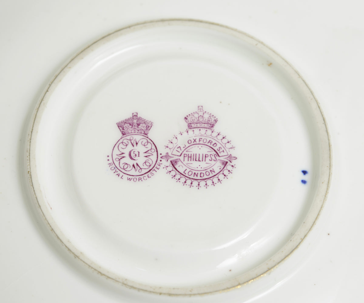 Finest Antique Royal Worcester Hand Painted Armorial Teacup Saucer Trio - 1895 (3179)