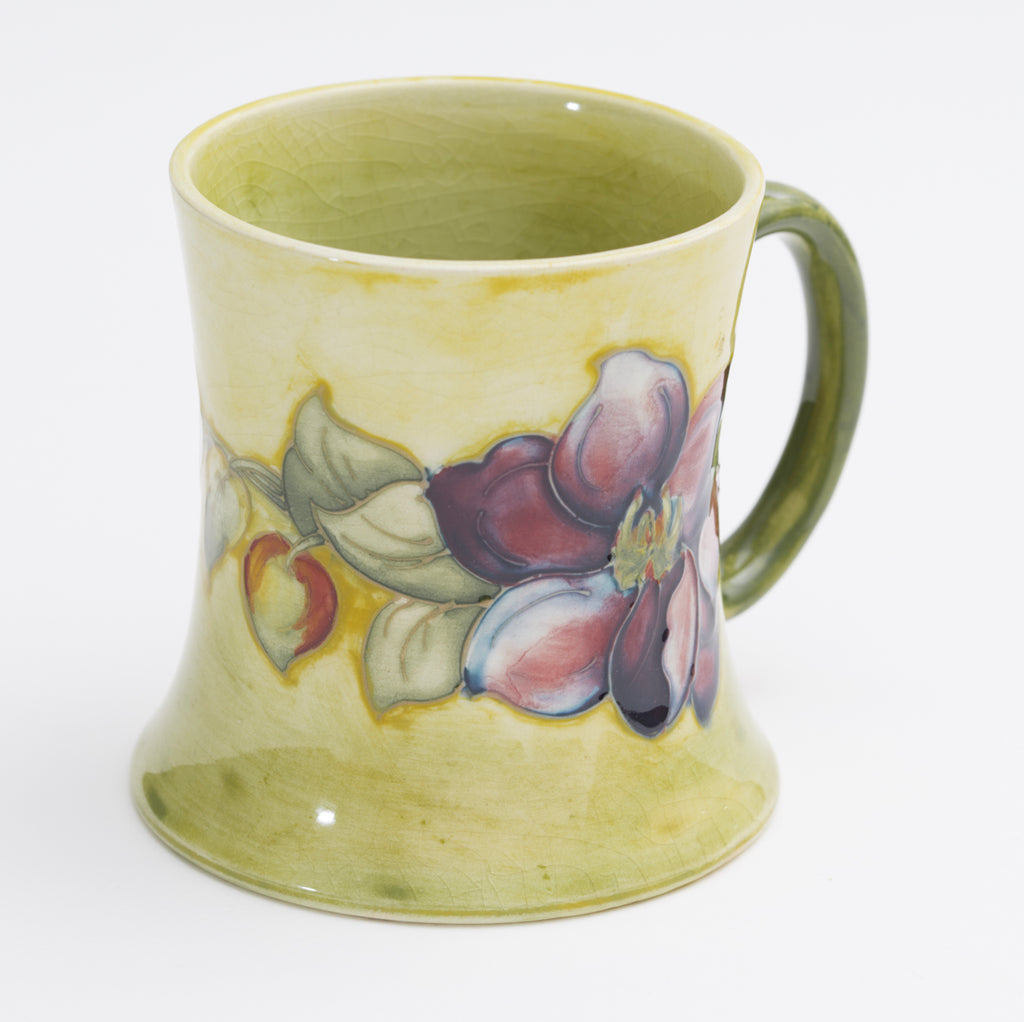 Vintage Moorcroft Pottery Clematis Pattern Mug/Tankard Yellow/Green Glaze (3182)