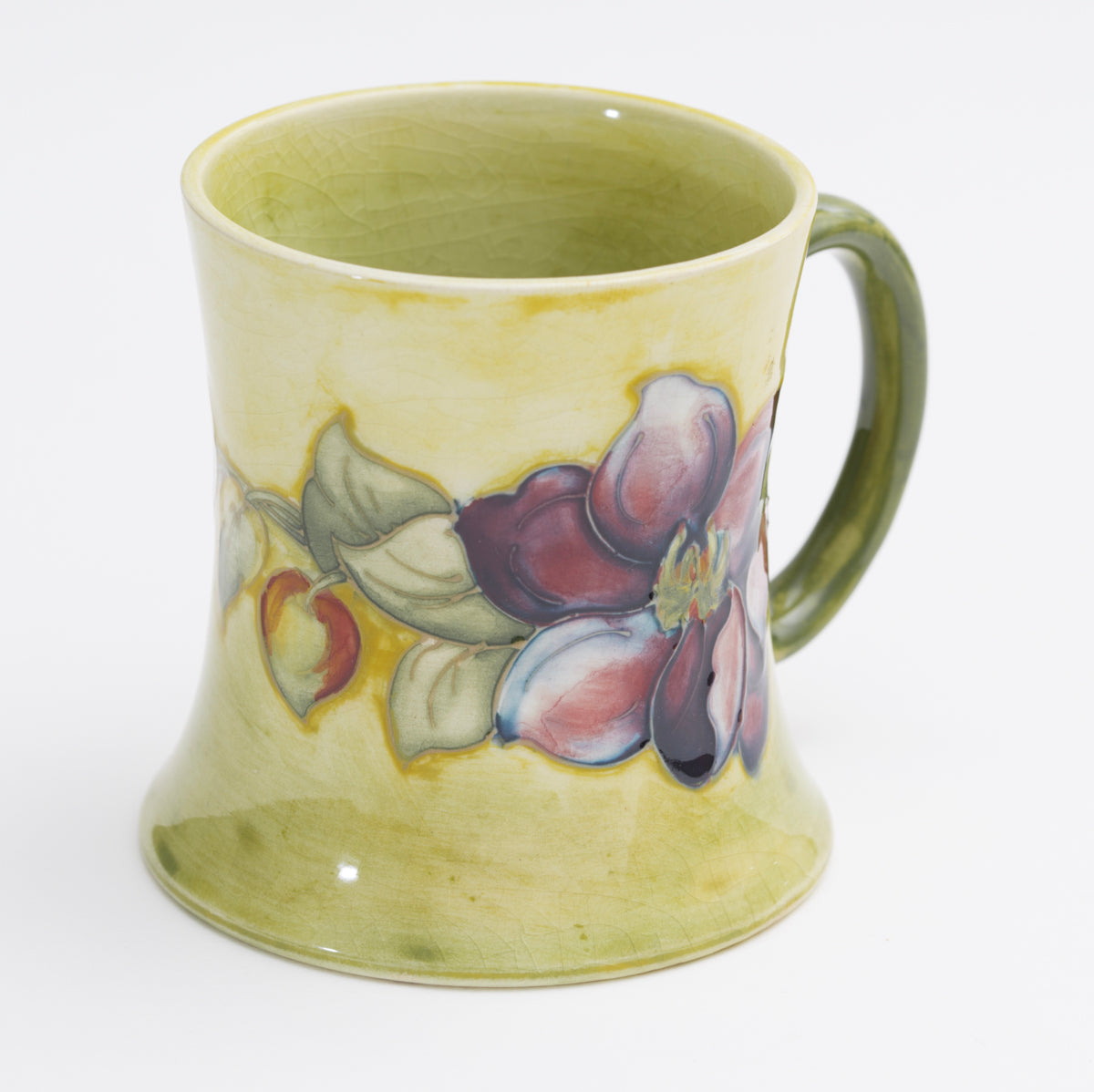 Vintage Moorcroft Pottery Clematis Pattern Mug/Tankard Yellow/Green Glaze (3182)