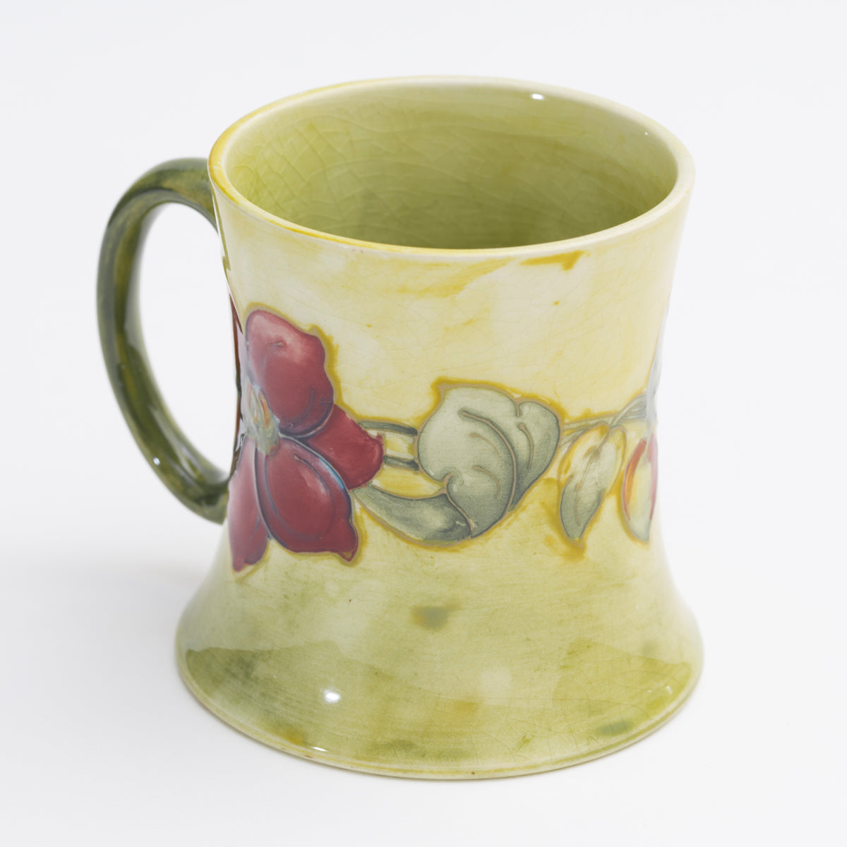 Vintage Moorcroft Pottery Clematis Pattern Mug/Tankard Yellow/Green Glaze (3182)