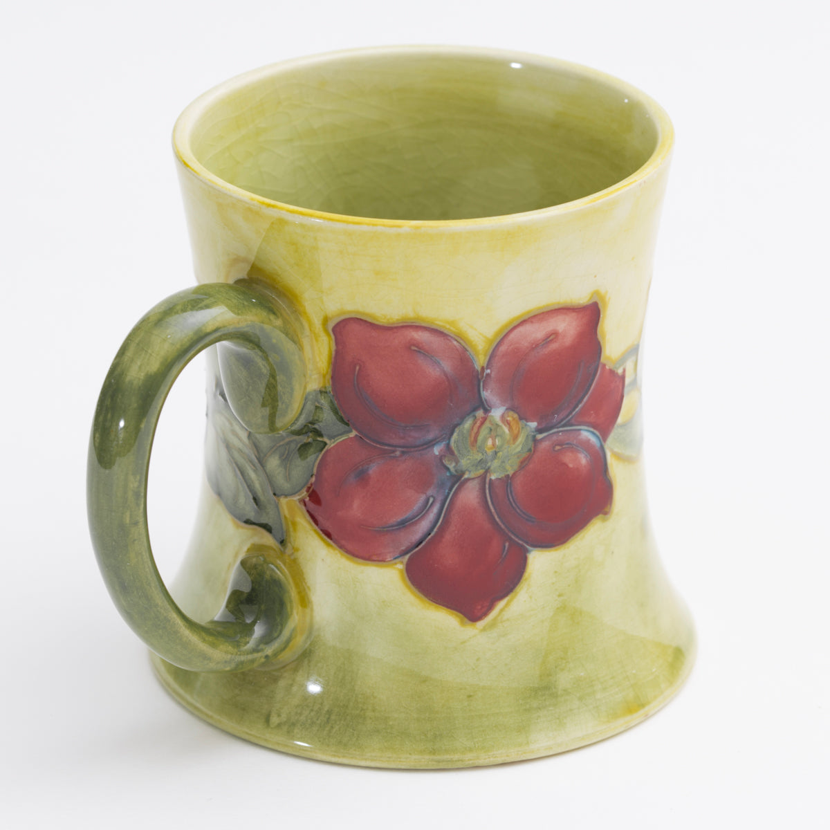 Vintage Moorcroft Pottery Clematis Pattern Mug/Tankard Yellow/Green Glaze (3182)