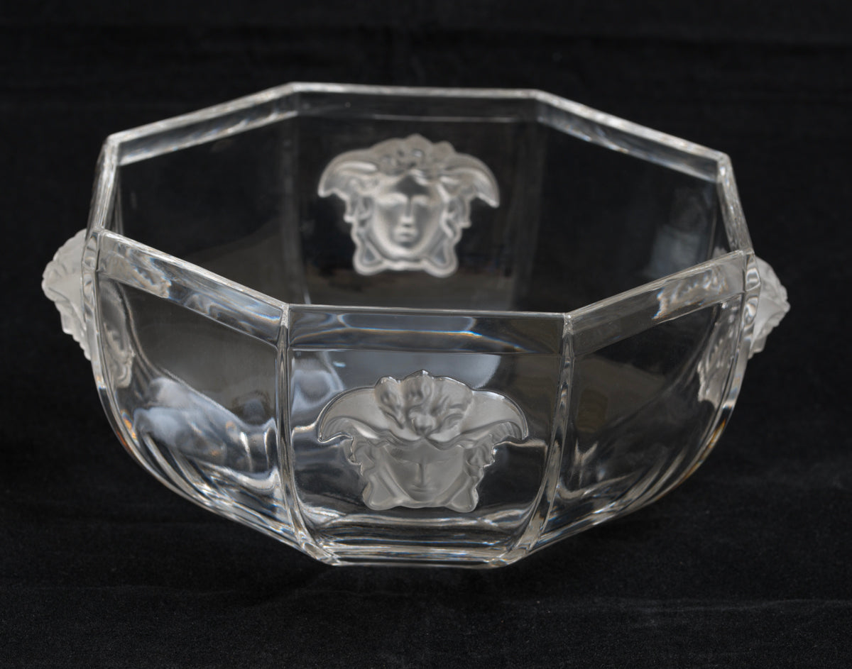 Versace Medusa Art Glass Bowl By Rosenthal Moulded With 3D Heads (3184)