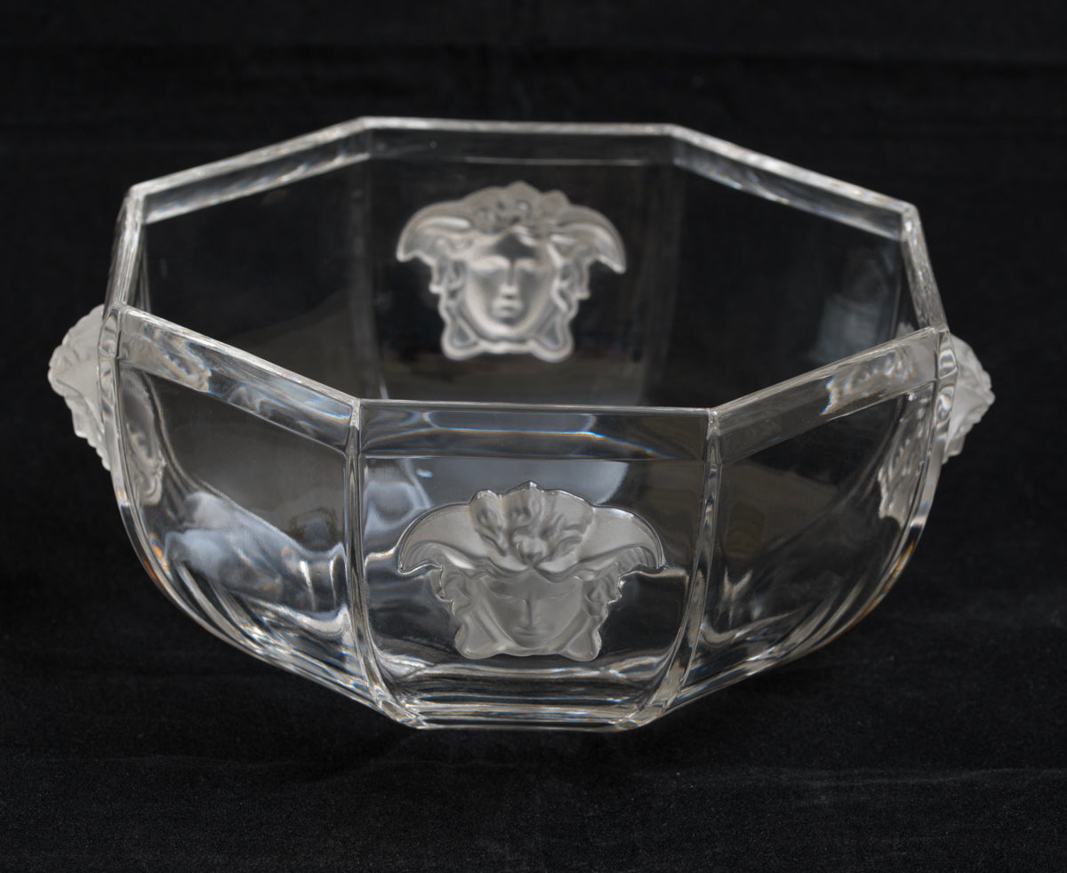 Versace Medusa Art Glass Bowl By Rosenthal Moulded With 3D Heads (3184)
