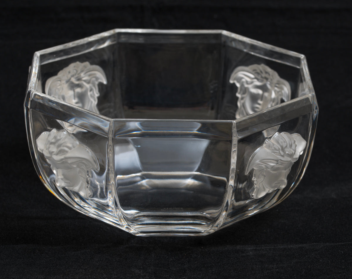 Versace Medusa Art Glass Bowl By Rosenthal Moulded With 3D Heads (3184)
