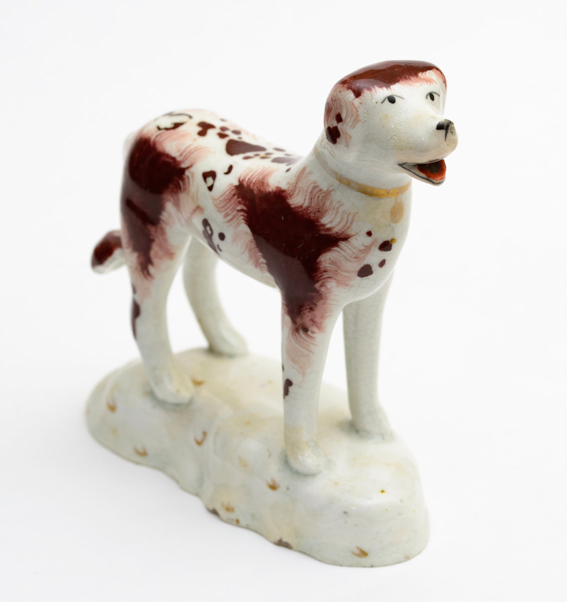 Antique Rockingham Type Porcelain Standing Dog Figure Early 19th Century (3185)