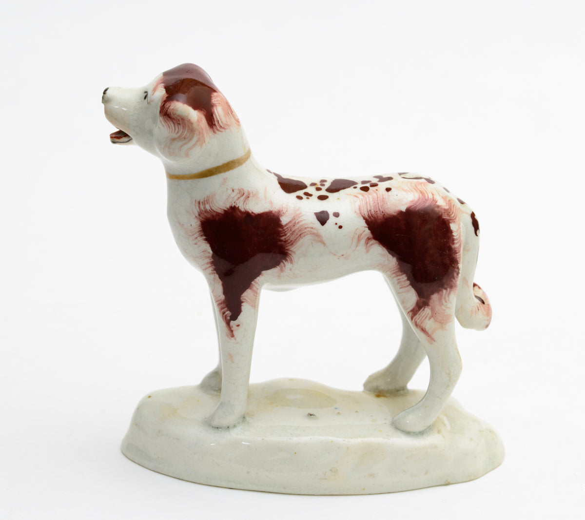 Antique Rockingham Type Porcelain Standing Dog Figure Early 19th Century (3185)