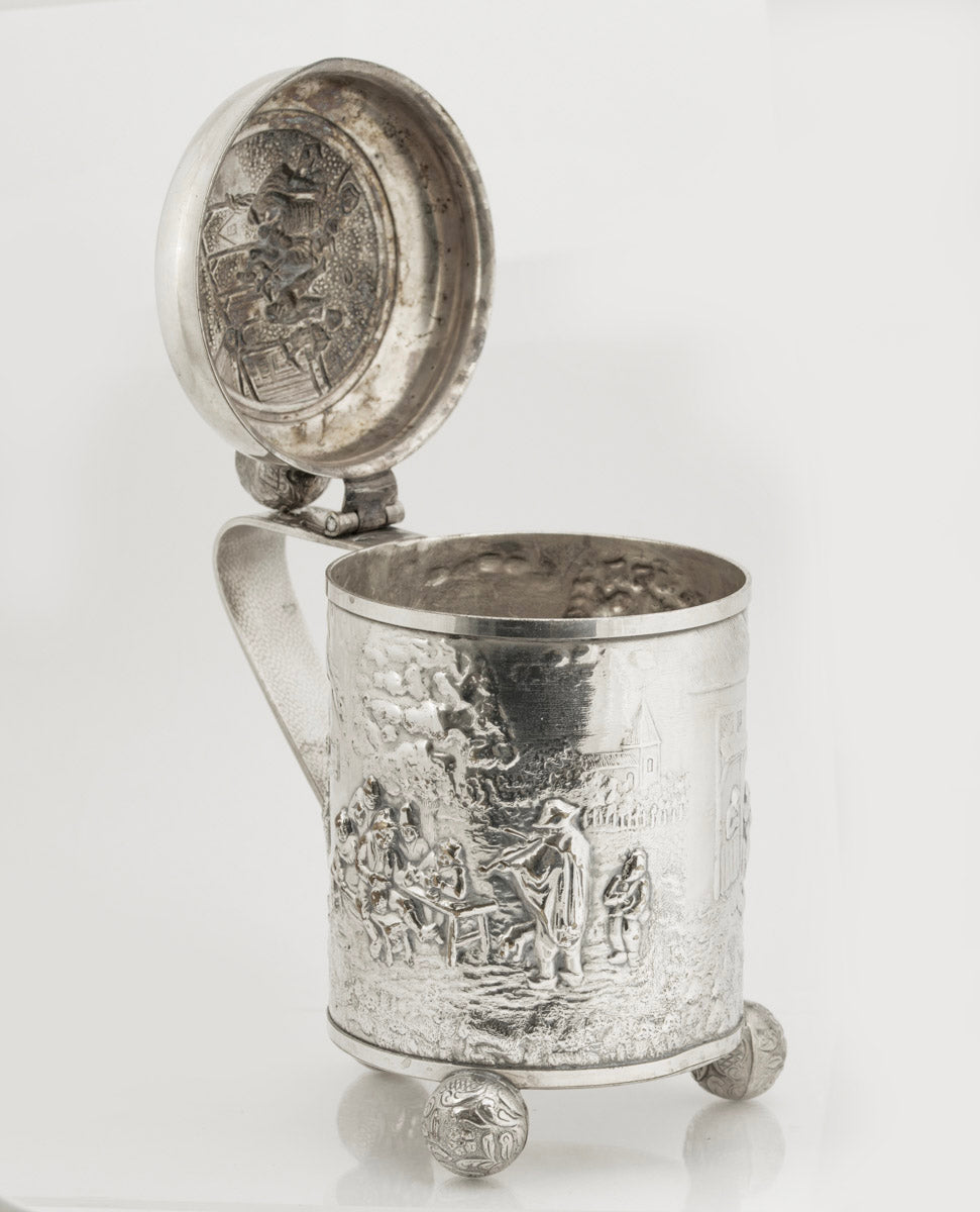 Danish Silver Plated Lidded Tankard by Jorgen Th. Steffensen Vintage 20th Century