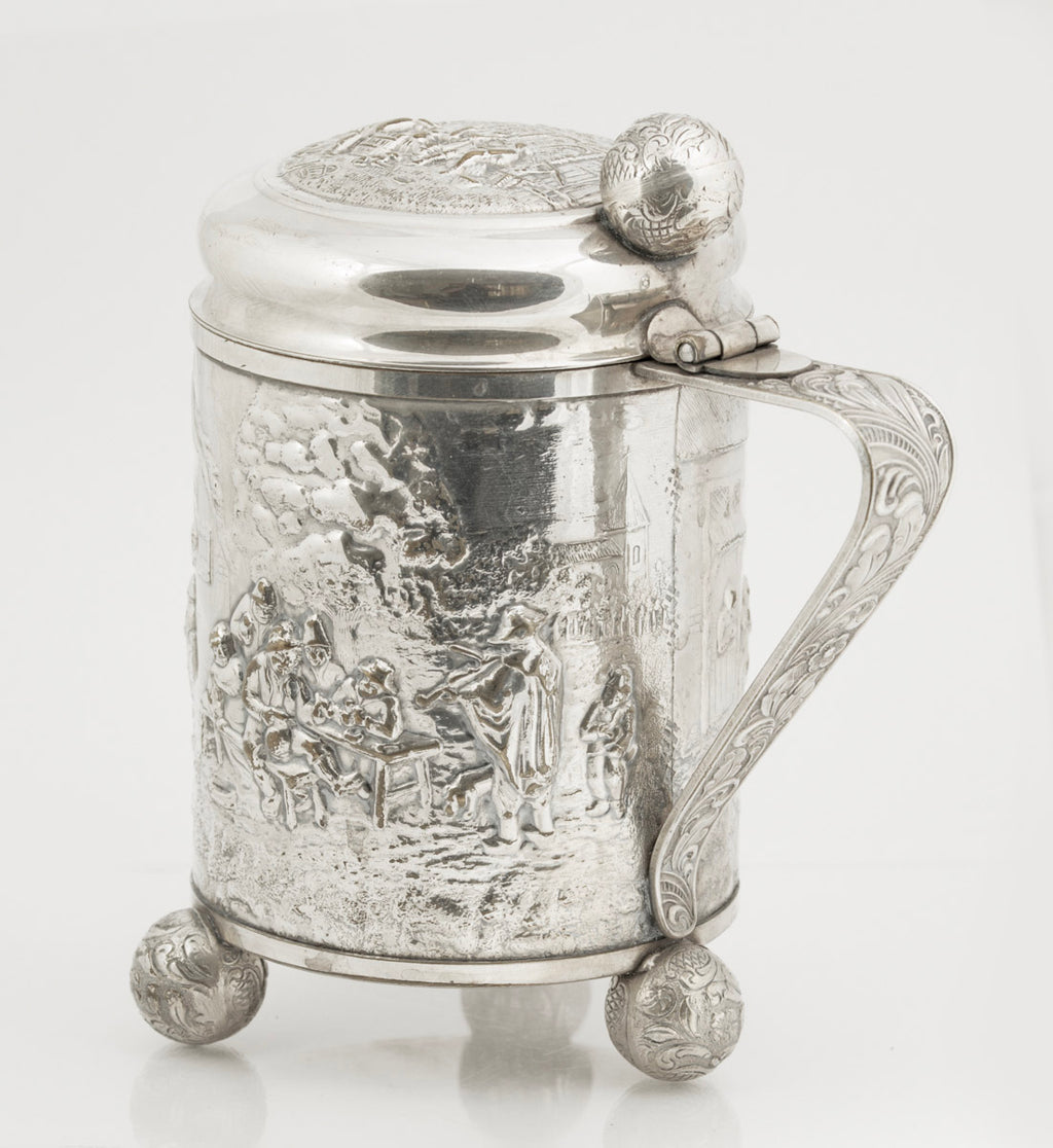 Danish Silver Plated Lidded Tankard by Jorgen Th. Steffensen Vintage 20th Century