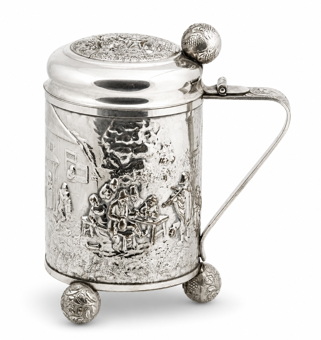 Danish Silver Plated Lidded Tankard by Jorgen Th. Steffensen Vintage 20th Century